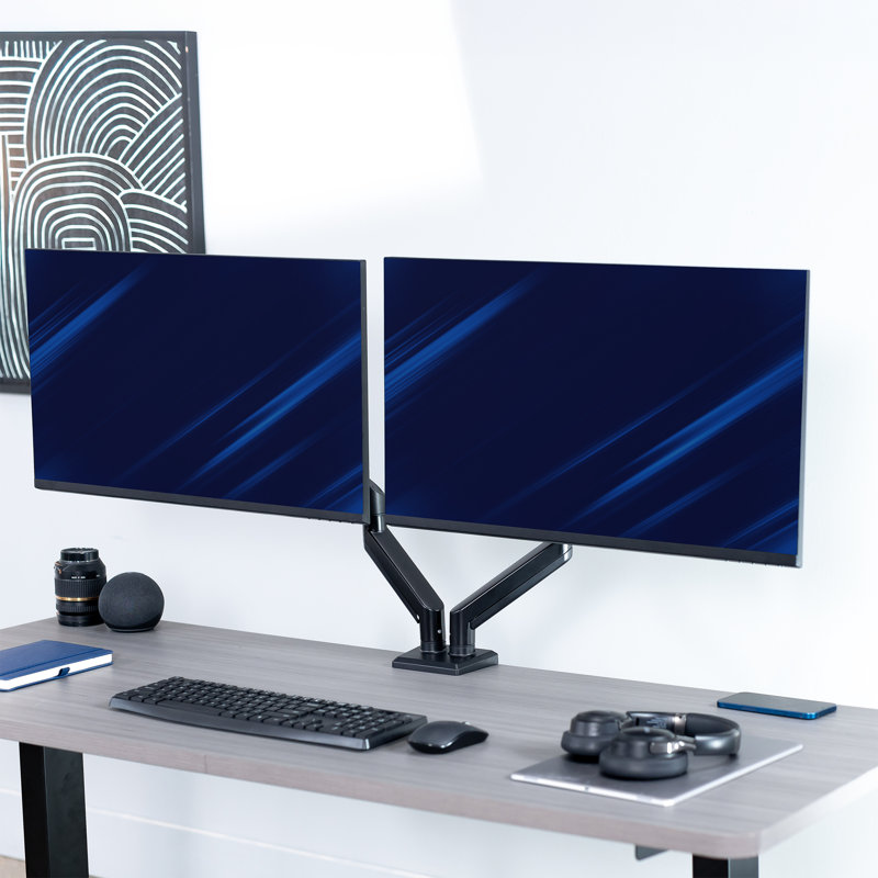 Support de bureau noir avec bras pneumatique double