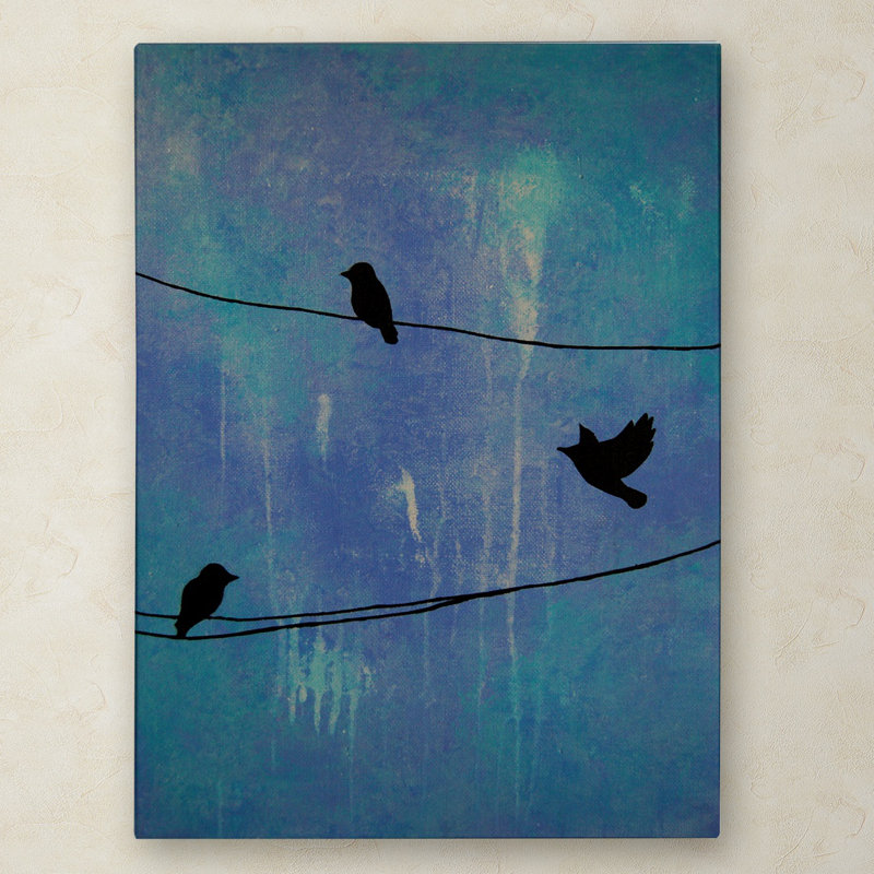 « oiseaux arrive », reproduction d’art sur toile tendue, H 47 po x l 35 po x P 2 po
