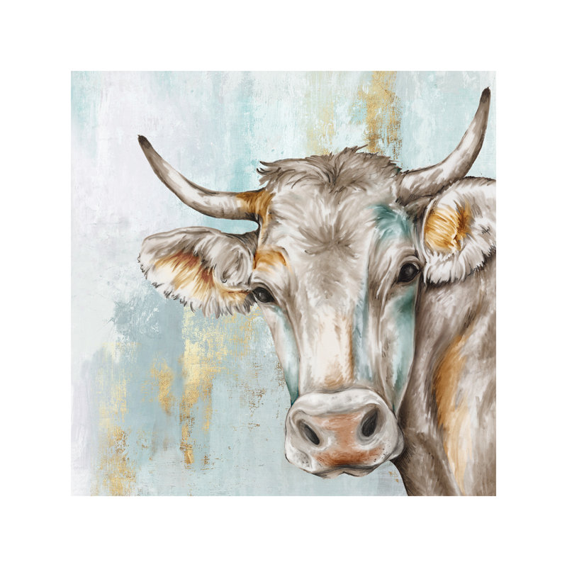 Headstrong Cow by Eva Watts - Print on Canvas, No Frame, 66.04 cm H x 66.04 cm W x 3.175 cm D