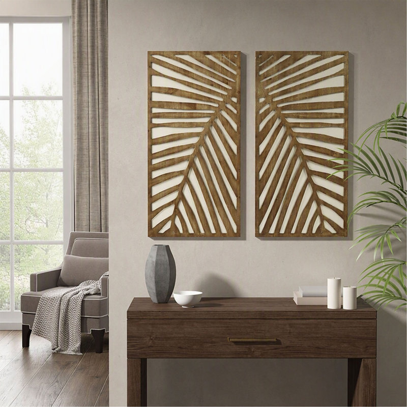 Ensemble de décoration murale, panneau en bois bicolore 2 pièces - Art mural