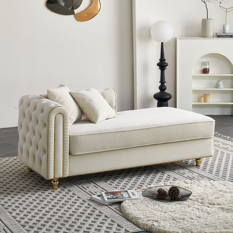 66.9 Wide Upholstered Chaise Lounge Sofa, Beige