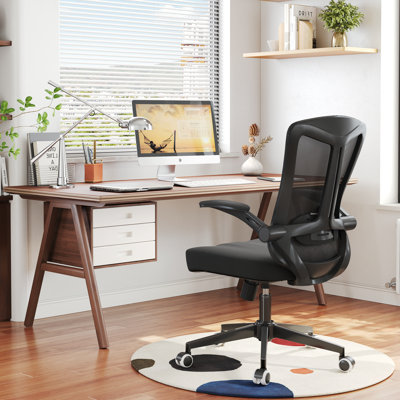Home Ergonomic Office Chair With Adjustable Lumbar Support, Swivel High Back Computer Chair, Breathable Mesh Desk Chair, Pu Silent Wheels, Flip-Up Arms Task Chair,Up To 450Lbs
