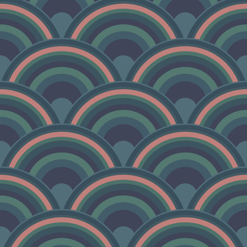 Envy Curve Geometric Wallpaper, Navy
