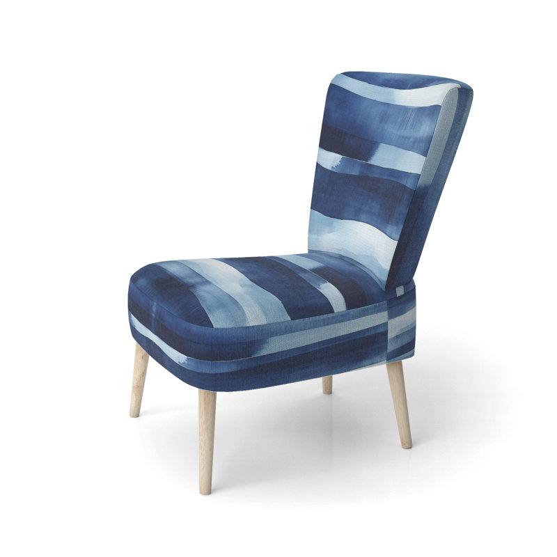 Chaise rembourrée abstraite moderne transitionnelle - Chaise d'appoint Indigo Horizon, Side Chair Armless