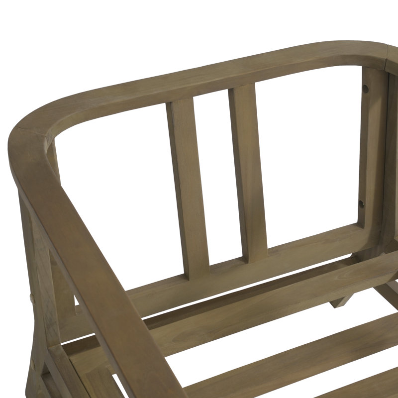 Ensemble de patio extérieur en teck pour deux personnes avec coussins et table d'appoint Polett, 3 pièces: 2 chaises, table