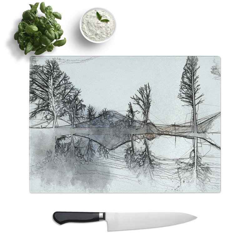 Glass Mount Fuji in Fujinomiya Japan in Abstract Chopping Board, 28.5 cm W x 20 cm L
