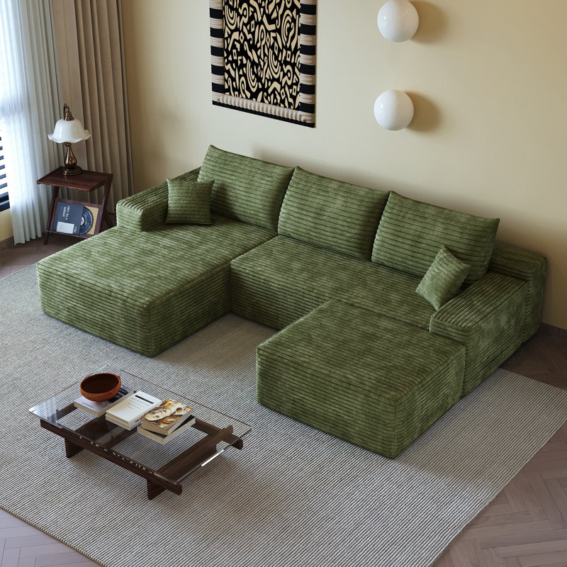 Canapé modulaire en forme de U de 107 pouces avec repose-pieds Cloud, repose-pieds confortable, Orienté à droite