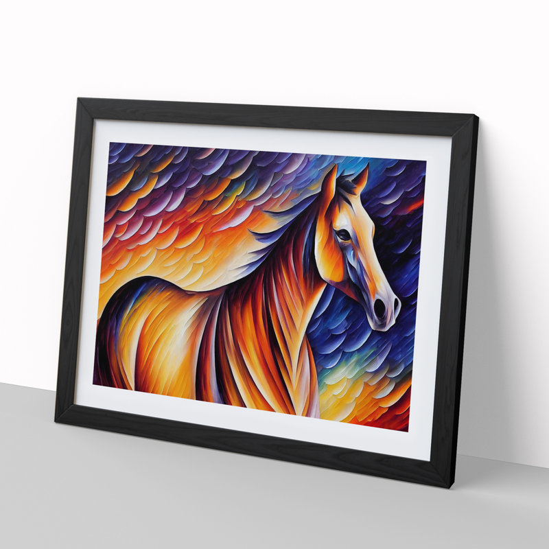 Horse Vol.1 Abstract - Single Picture Frame Print, 46cm H x 64cm W x 2cm D, Black Framed