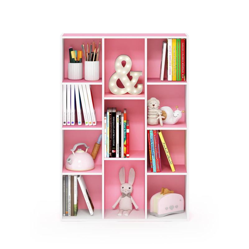 Placentia 11-Cube Reversible Open Shelf Bookcase, White/Pink