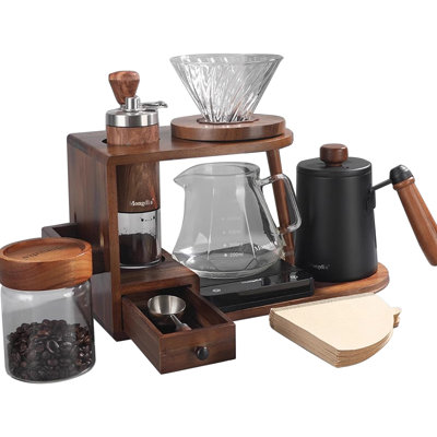 Ensemble de cafetière à filtre, moulin à café manuel, tablette de rangement, accessoires pour le café