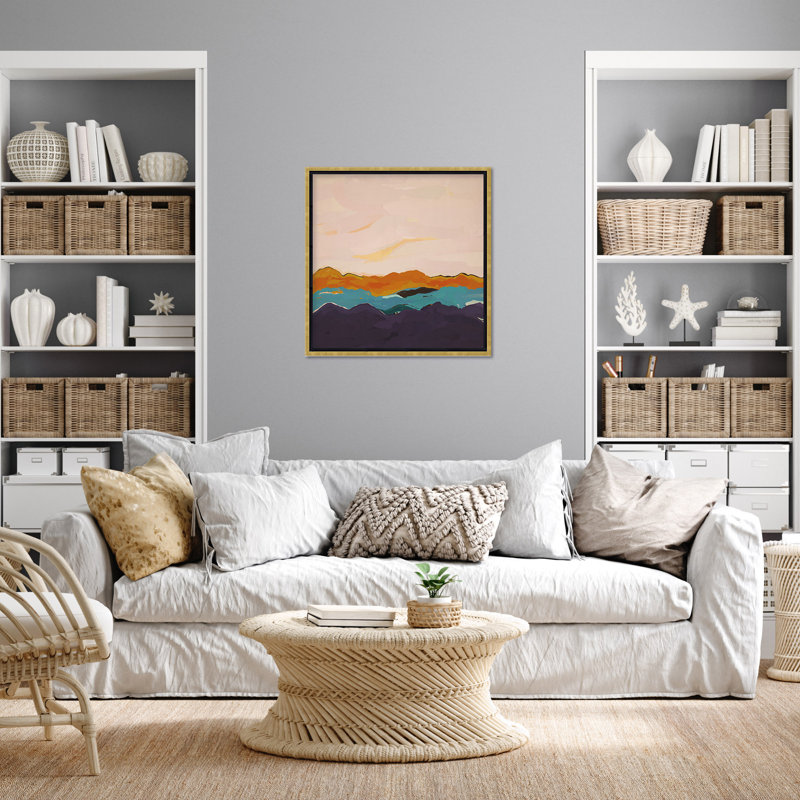 Nature Inspired Twilight Silhouette, 48" H x 48" W, Floated Framed Canvas, Gold
