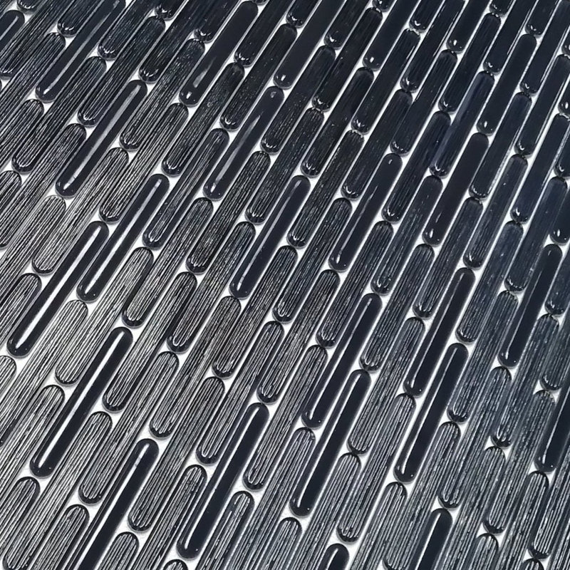 Eclipse 1" x 6" Glass Novelty Mosaic Wall Tile, Navy Blue