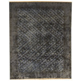 Wool Geometric Area Rug in Violet/Dark Gray