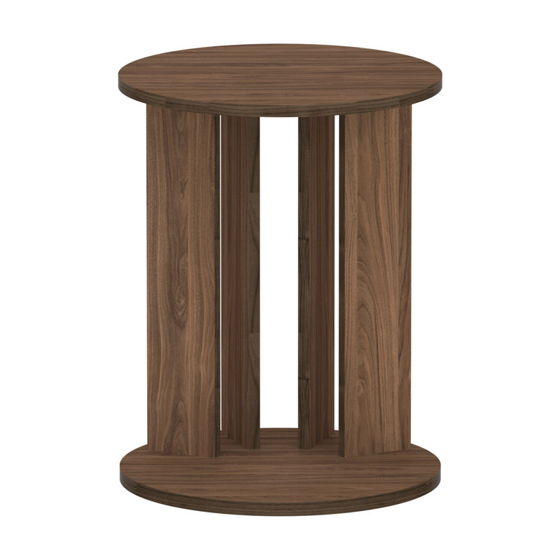 Sharmel Floor Shelf End Table, Natural Walnut