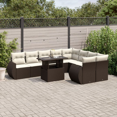Ensemble de canapé de jardin Vidaxl brun, blanc crème