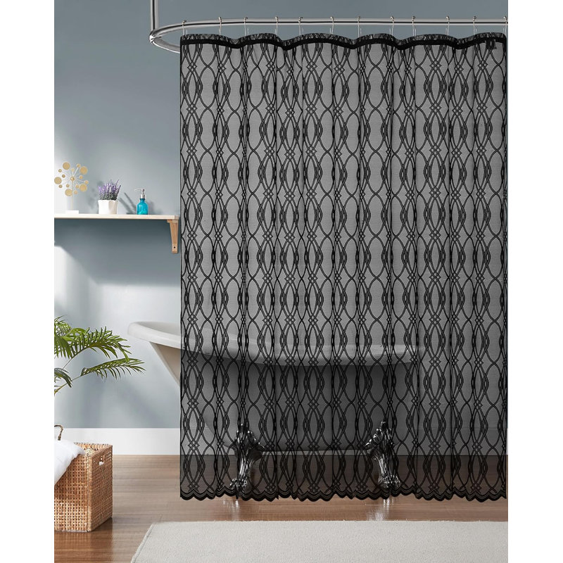 Cariann Geometric Shower Curtain, 72"H x 72"W, Black