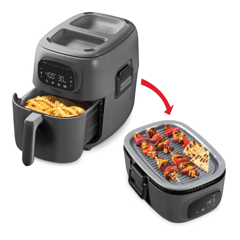 Dash 7qt Flip and Fry Digital 2-in-1 Grill + Air Fryer Graphite - Thumbnail 2