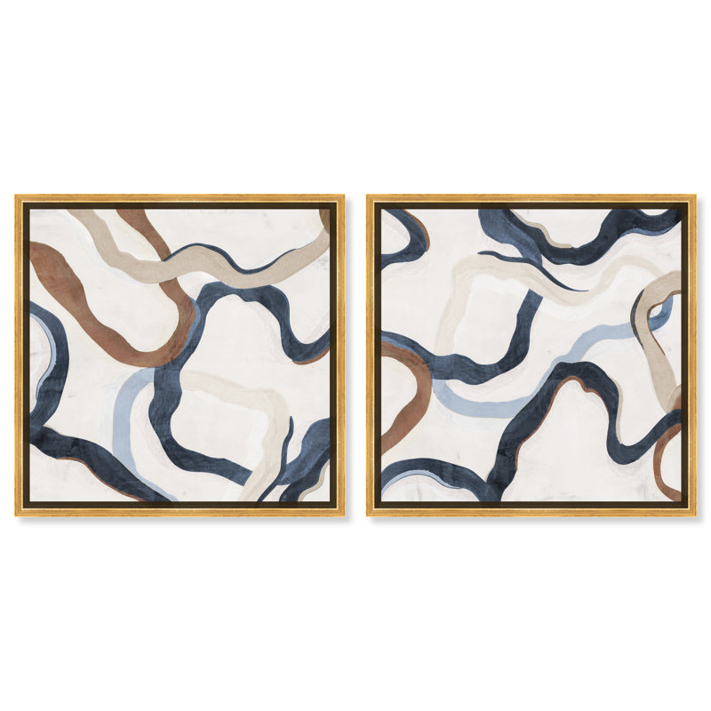 «Paths of Life», ensemble de 2 impressions sur toile, Toile encadrée flottante dorée, H 13,5 po x l 27 po