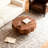 31.5" Scalloped Edge Coffee Table - Walnut MDF Wood Grain Sticker Center Table, Modern Irregular Round Coffee Table for Living Room/Bedroom