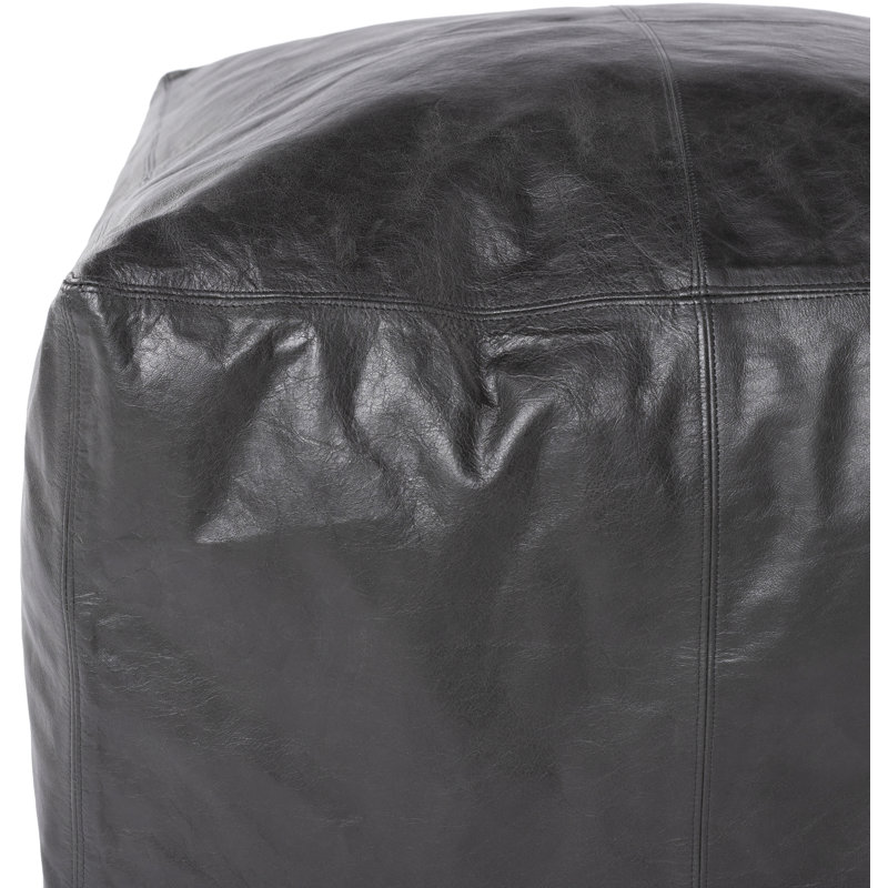 Pouf carré en cuir véritable 22 "Emily