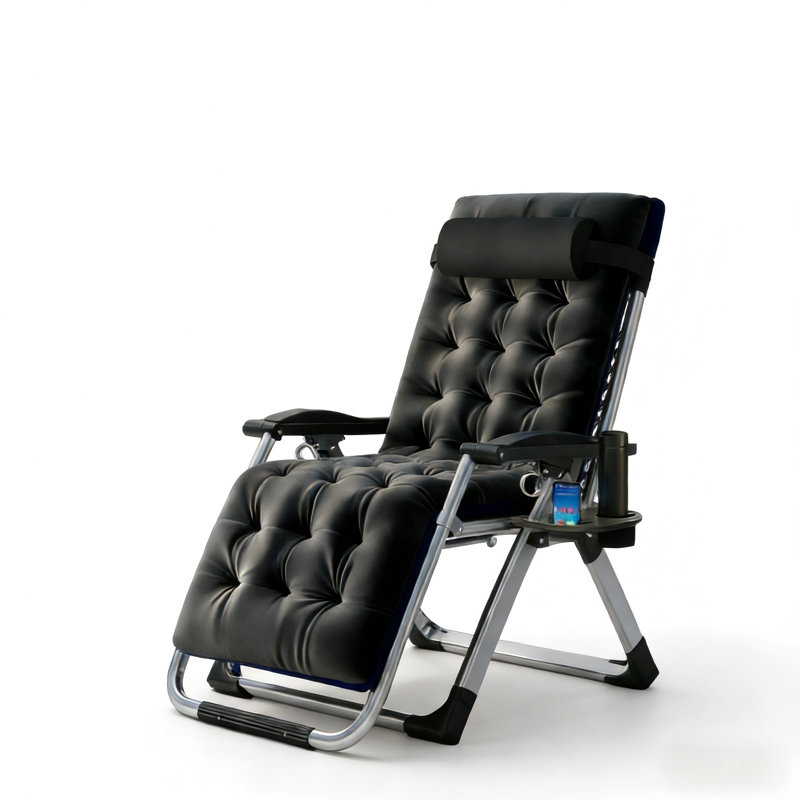 Folding Zero Gravity Reclining Chair with Padded Cushion & Headrest, Portable Steel Frame Lounge Chair for Garden, Balcony, Patio & Camping, 199.6kg Capacity