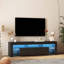 Meuble télé ultrabrillant avec lumières DEL pour téléviseur de 65 po ou moins, console de télévision moderne avec armoires de rangement pour le salon-93865005