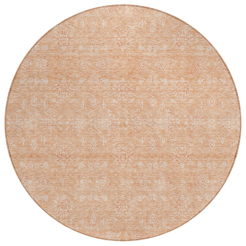 Killingly Washable Floral Indoor / Outdoor Rug, Round 8'