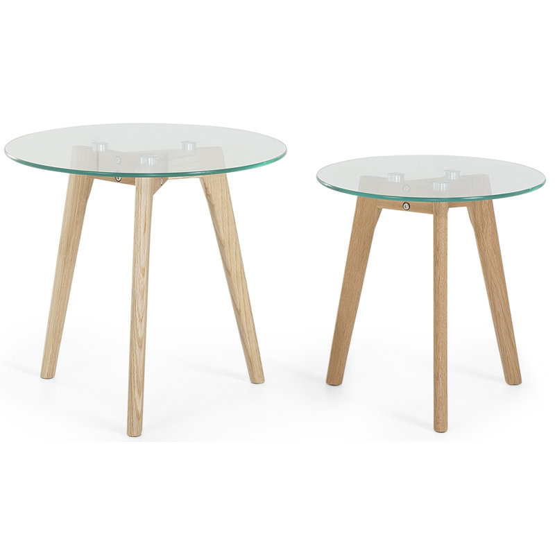 Glass Top Trestle Nesting Tables