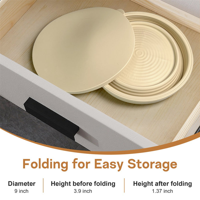 Karinear Electric Bread Proofing Basket, 9 Inch Round Dough Proofing Bowl with Bottom Warmer, Sourdough Proofing Basket with 4 Position Temperature Control, Non-Stick Bread Silicone Folding Basket