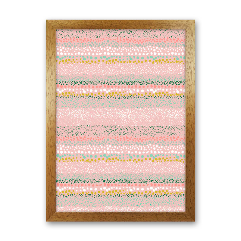 Little Textured Minimal Dots Pink - Print, Brown Framed, 34cm H x 25cm W x 3cm D