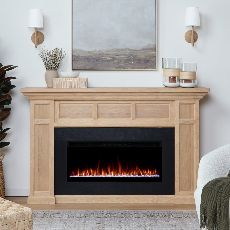 Alcott 75" Landscape Electric Fireplace by Real Flame, White Oak, Smart