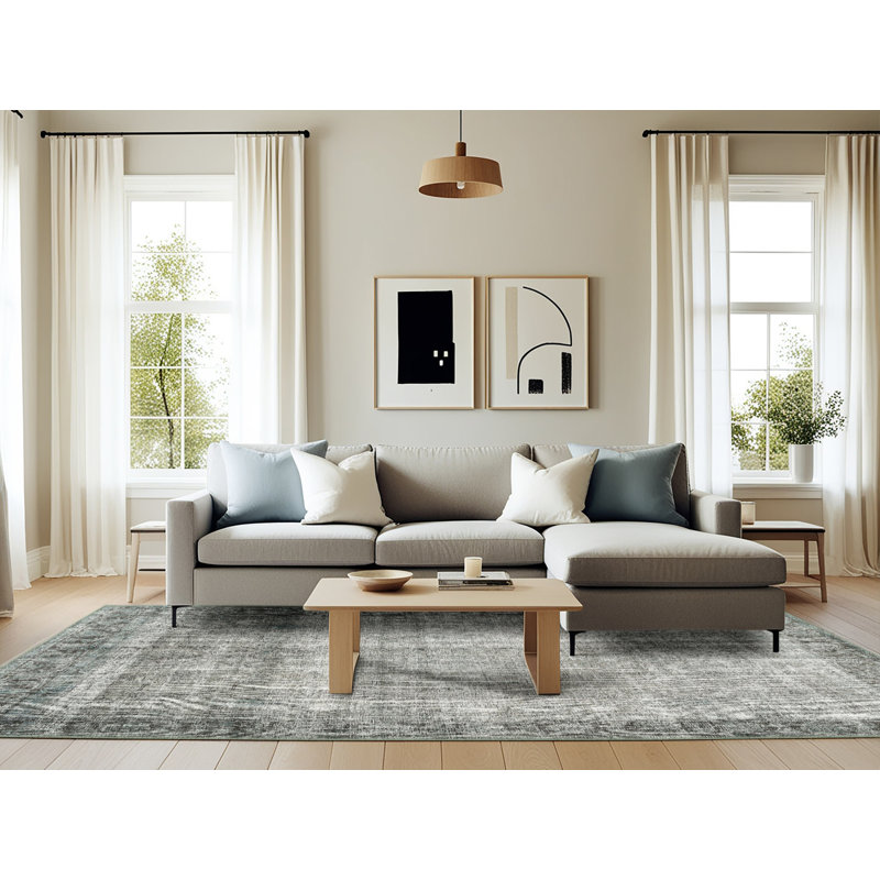 Tapis oriental gris / vert, Rectangle 6 pi x 9 pi