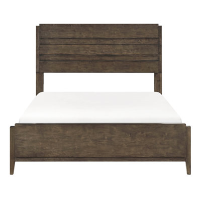 Dark Walnut Finish Queen Panel Bed - 1pc Solid Rubberwood Bedroom Furniture With Stunning Headboard, And Rails. Requires Box Spring In Contemporary Design Perfect For Modern Bedrooms. Foundation