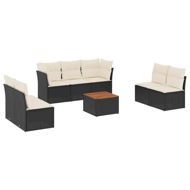 Ensemble de canapé modulaire en rotin PE noir et blanc 8 pièces Vidaxl