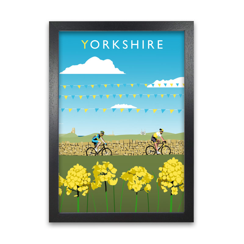 Yorkshire Cycling by Richard O'Neill - Print, 84.1cm H x 59.4cm W x 3cm D, Black Framed