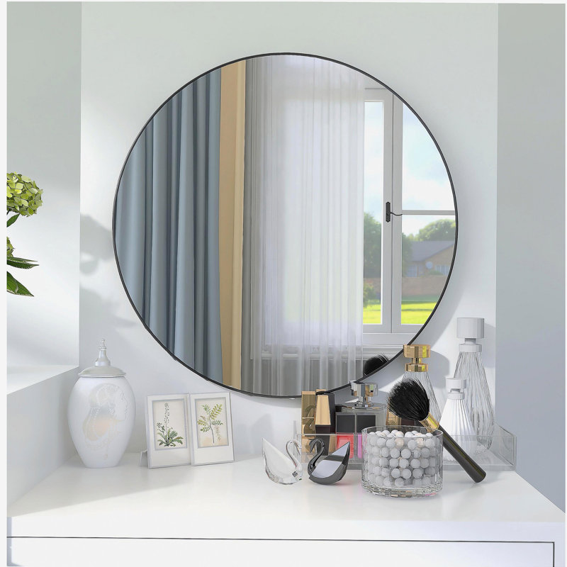 Grand miroir rond noir de 24 po, 24.06" x 24.06"