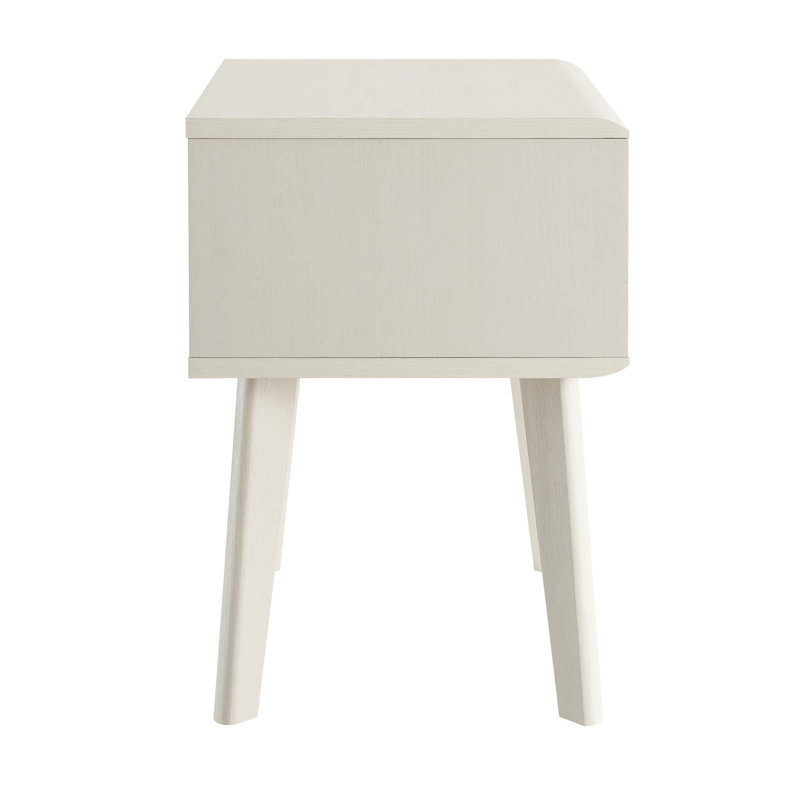 Mid-Century Modern Render End Table with Storage in White