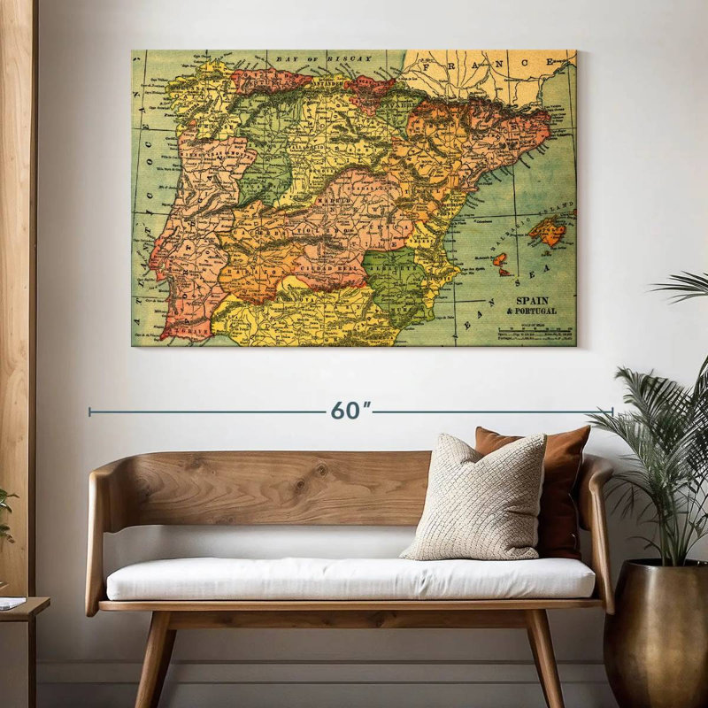Carte d'Alazia, Espagne et Portugal, H 34 po x l 51 po