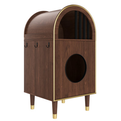 21 Cat Bed And Litter Box Enclosure Two-Level Retreat For Cats Modern Arch Design Material With Non-Slip Metal Covers Space Long-Lasting