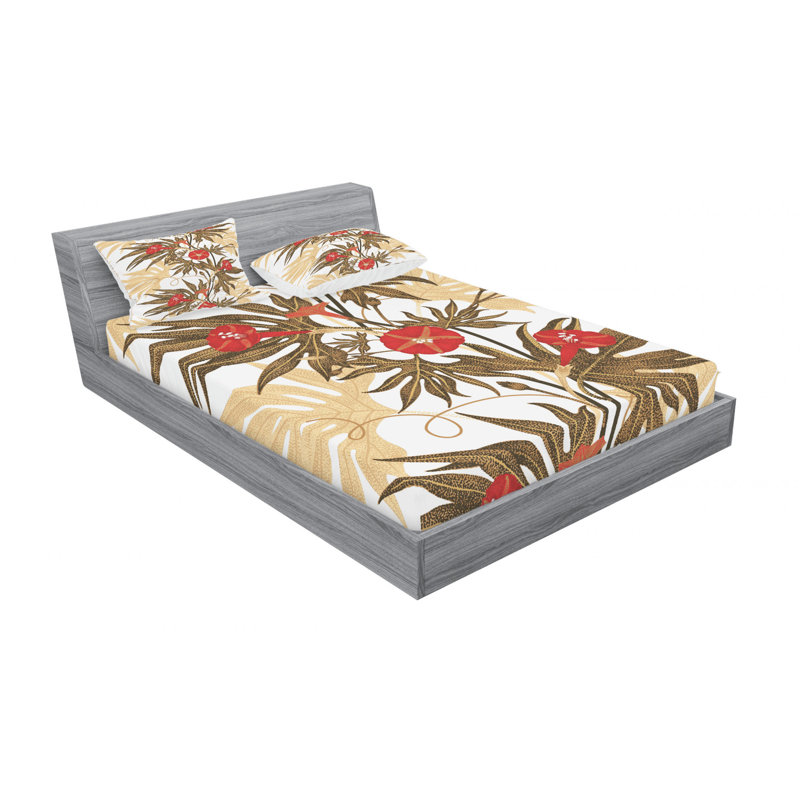 Microfiber Floral Sheet Set, Full/Double Sheet Set with Fitted Sheet, Floral 1