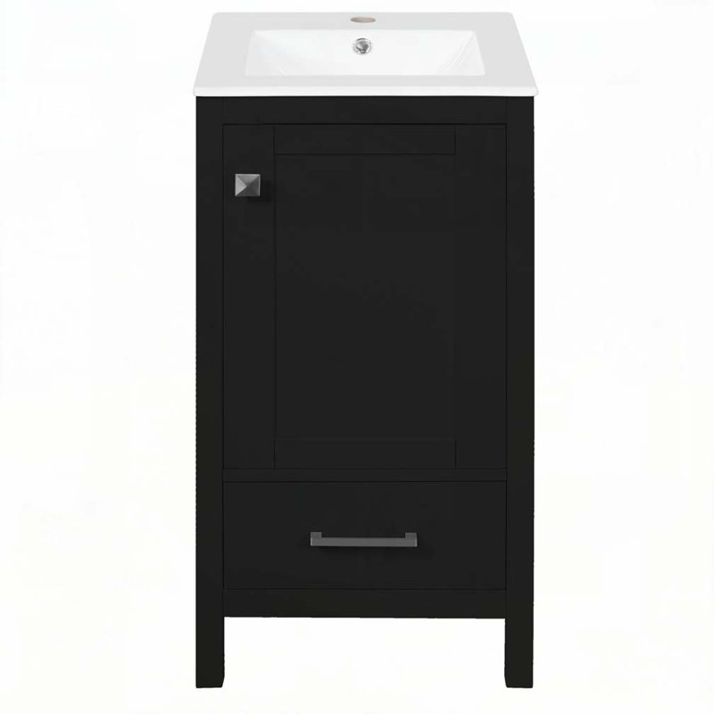 Meuble-lavabo de salle de bain avec lavabo en céramique, Noir