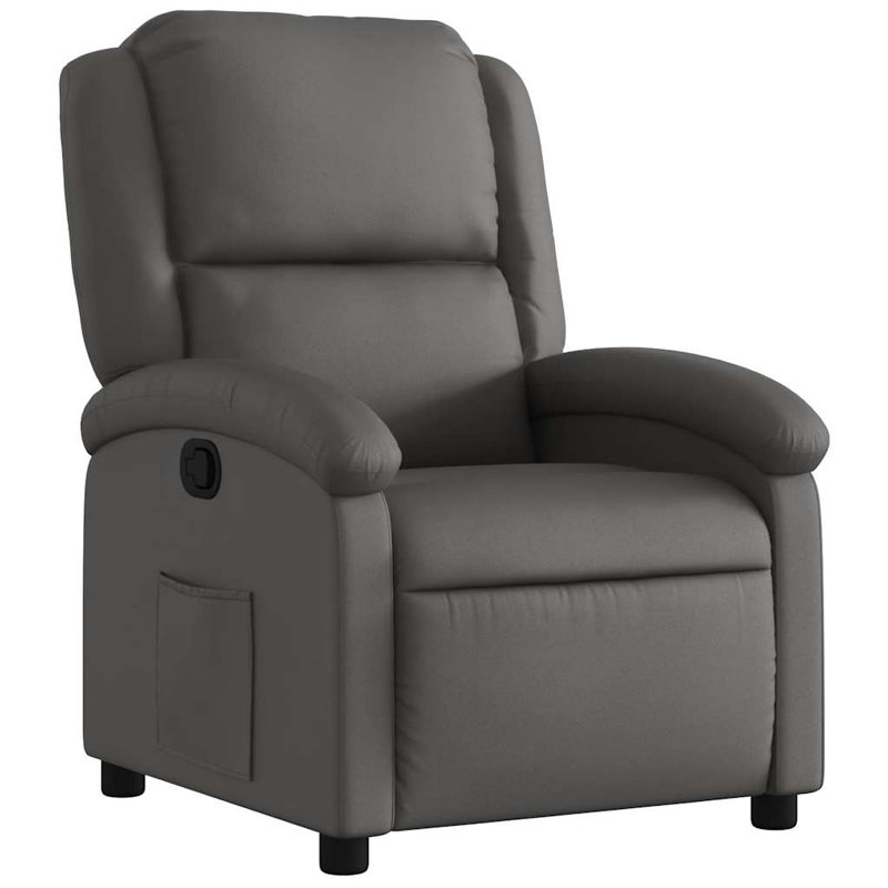 Fauteuil inclinable en cuir véritable gris, Gris