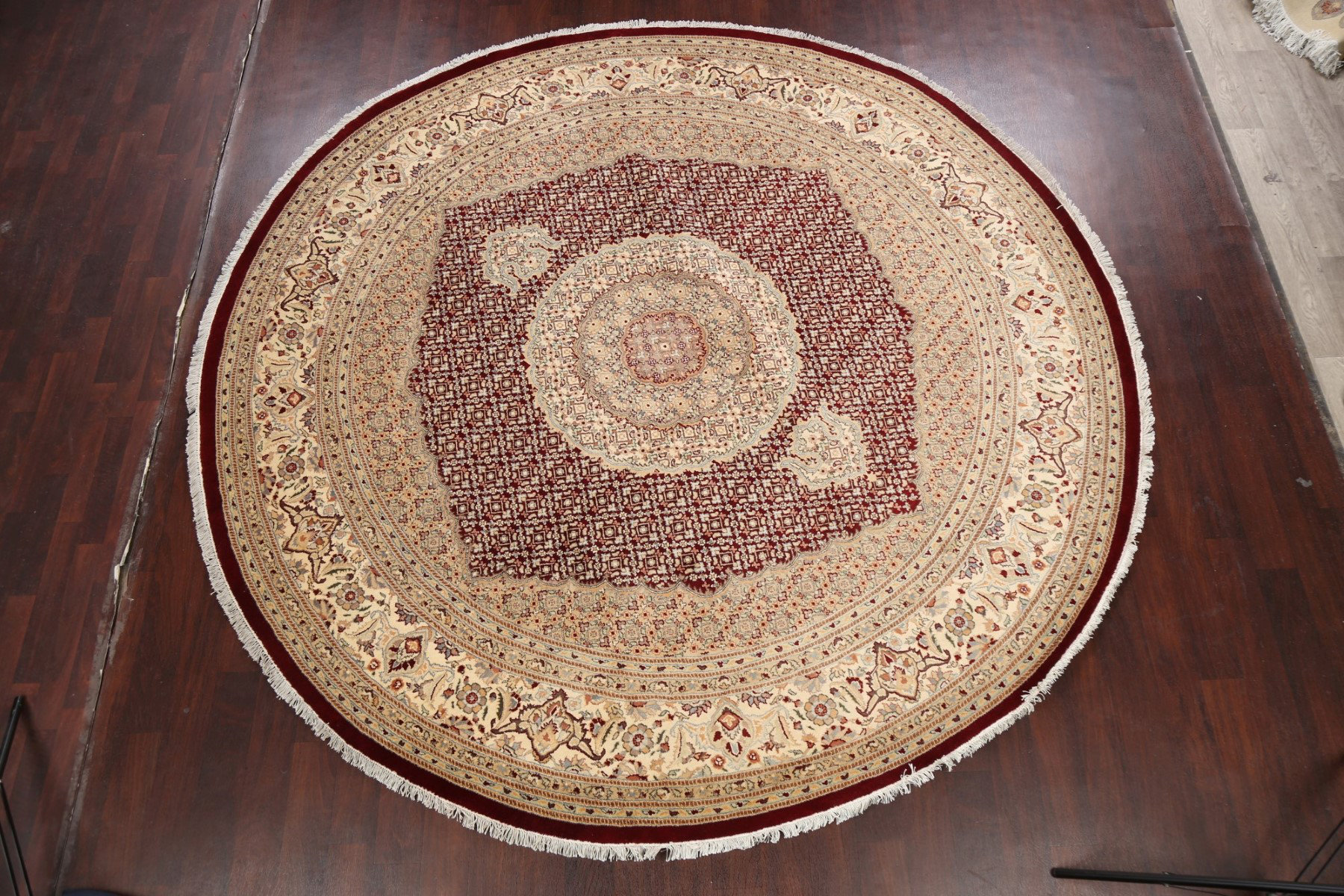 Rugsource 100 Vegetable Dye Round Tabriz Mahi Oriental Area Rug Hand