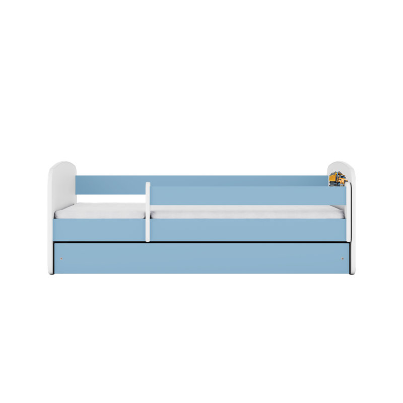 Cicero Drawer Convertible Bed and Mattress, Toddler (70 x 140 cm), Blue/​White