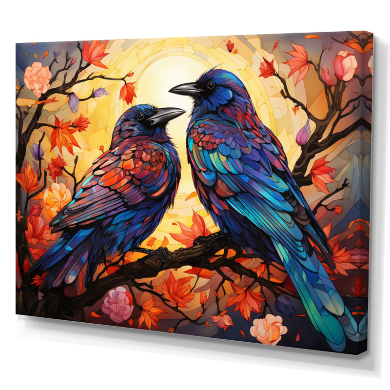 Crow Chromatic Monarchs - Animals Wall Decor, 30" H x 40" W, Toile tendue
