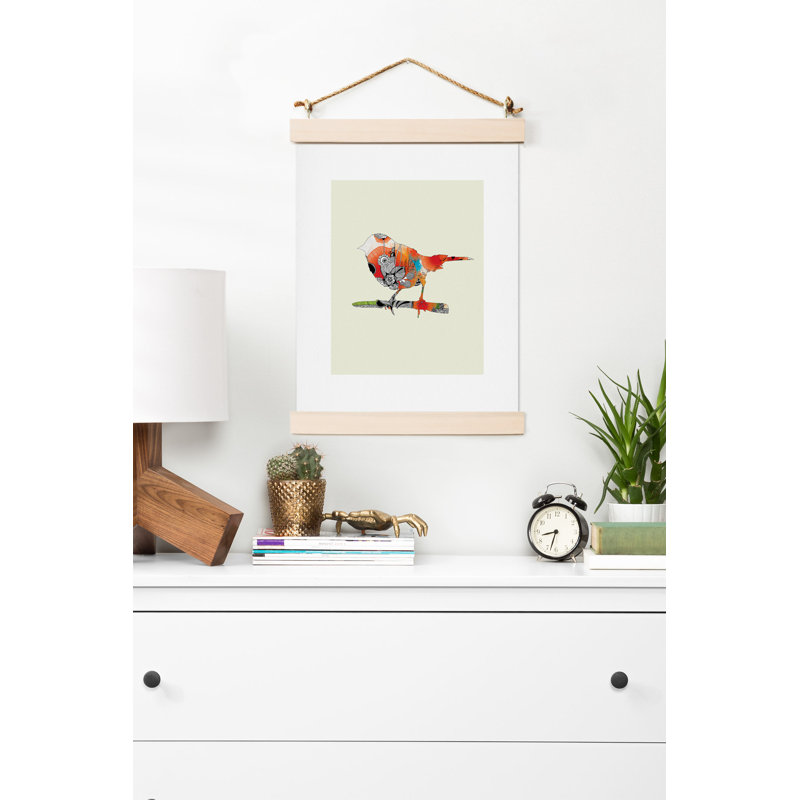Petit oiseau - reproduction d'impression sur papier, H 24 po x l 18 po