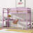 High Loft Bed, Rubber Wood Loft Bed with Safety Guardrail, built-in desk, ladder-1682814129