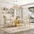70.08" Rectangular Faux Marble Top Pedestal Dining Set-107486280