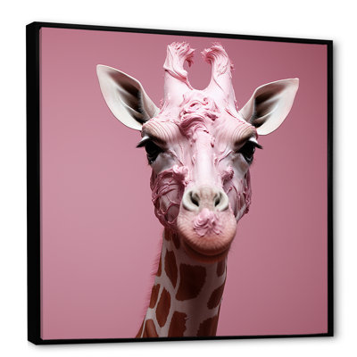 «Pink Giraffe Romantic Stance I», reproduction sur toile
