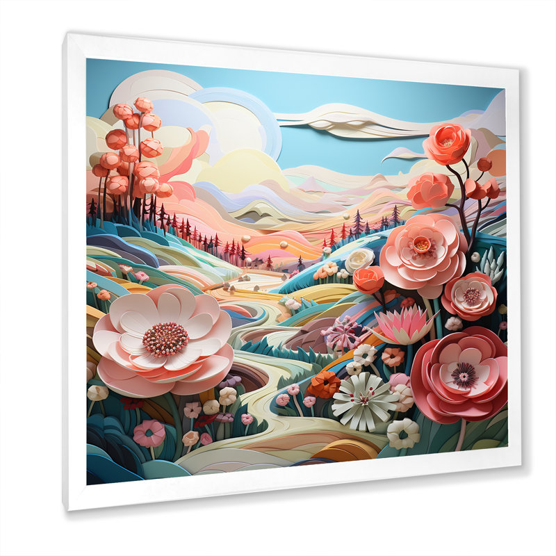 Kawaii Sweet Blossoms Wonderland, Cadre simple blanc, H 30 po x l 30 po x P 1 po